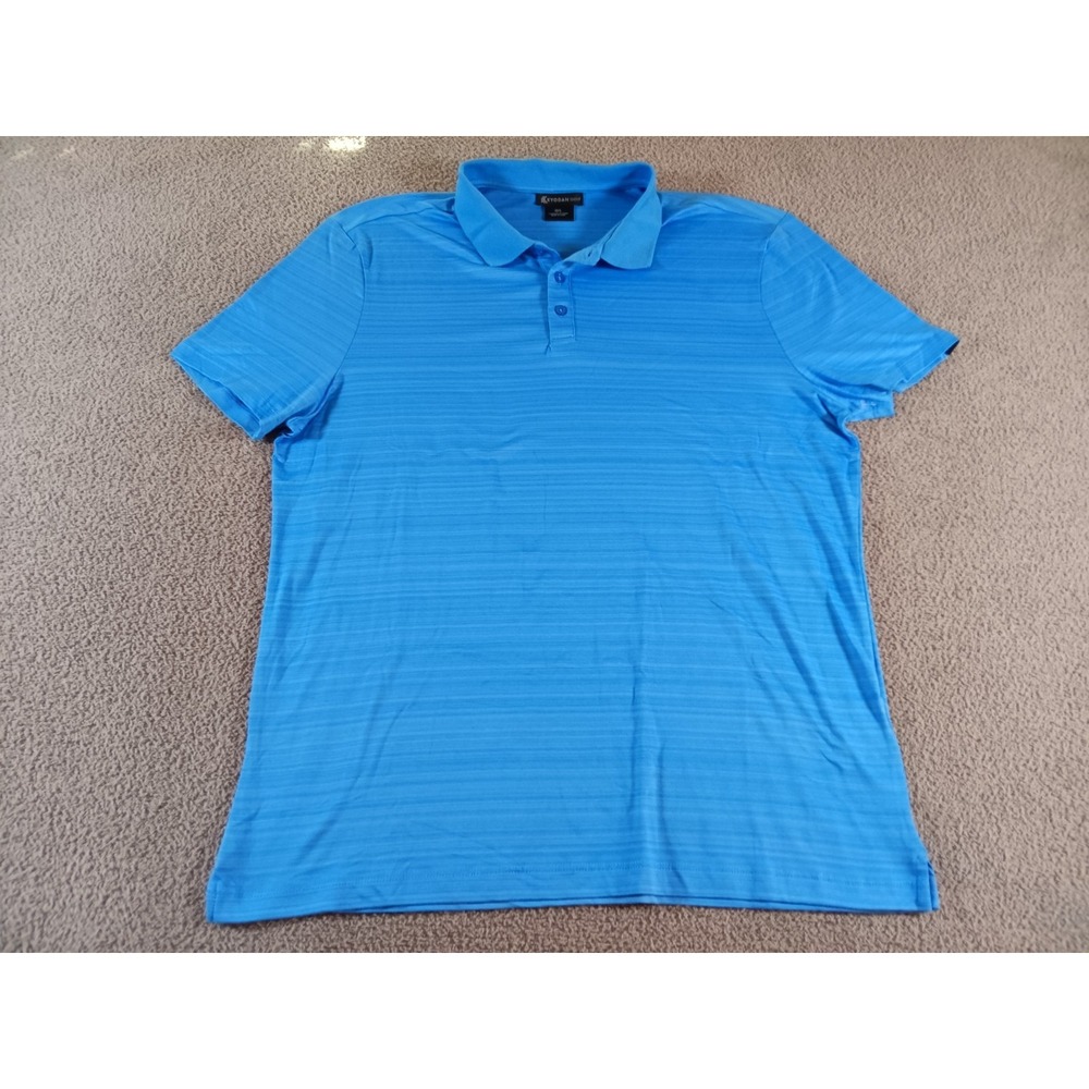 Kyodan Golf Polo Shirt Mens L Blue Performance Stretch Moisture Wicking Golf